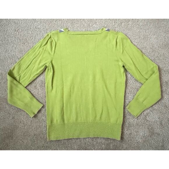 St Johns Bay Green Argyle Cotton Women’s V-Neck Sweater Size Small S - Picture 2 of 6